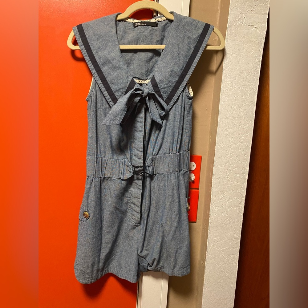 ModCloth Dear Creatures Chambray Denim Sailor Romper